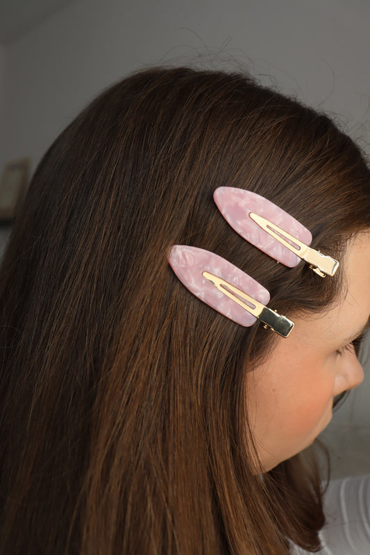 Hair clips - Rosé Marble