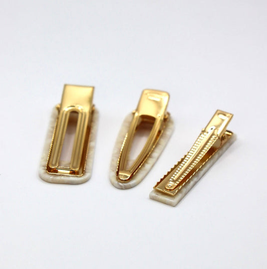 Hair Clips - Ivory Wave