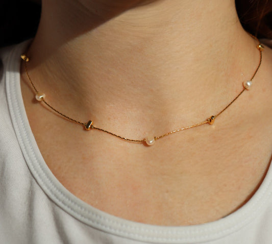 Halskette - Golden Pearl