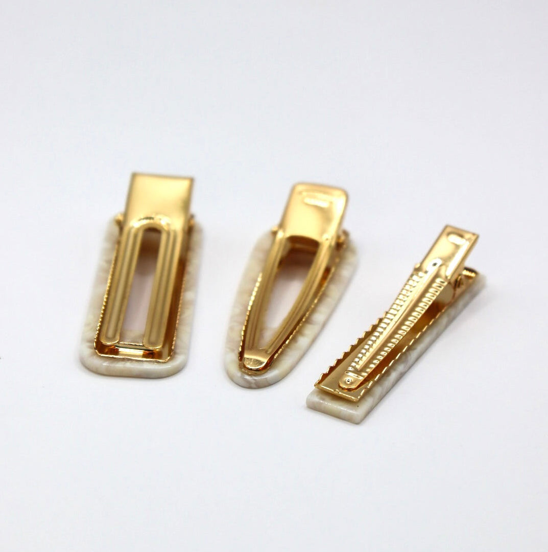 Hair Clips - Ivory Wave